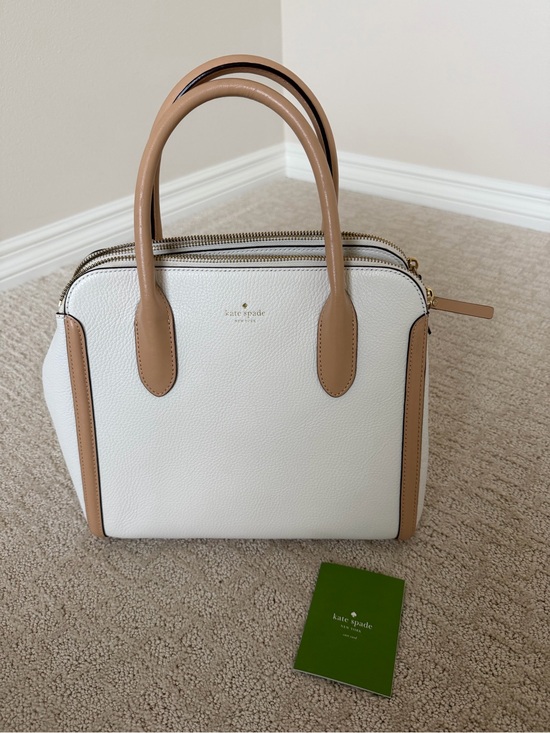 kate spade Handbags - kate spade White and Tan Pebbled Leather Satchel